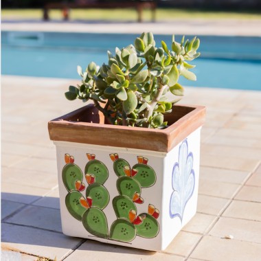 Vaso siciliano Porta Pianta fico d'india ceramiche de simone Folk VSPQFC Vaso siciliano Porta Pianta fico d'india ceramiche de simone Folk VSPQFC